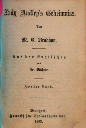 Lady Audley's Geheimniss, 2