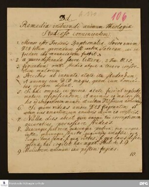 Disposition der paränetischen Vorlesung von August Hermann Francke am 26.04.1718.