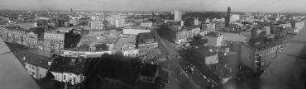 130° Panorama, Blick entlang dem Kurfürstendamm auf das Viktoria-Areal Richtung Breitscheidplatz. Berlin-Charlottenburg, Joachimsthaler Straße