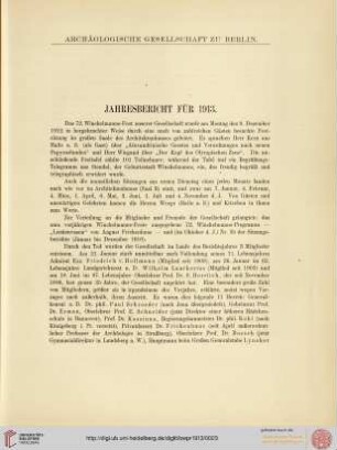 Jahresbericht für 1913