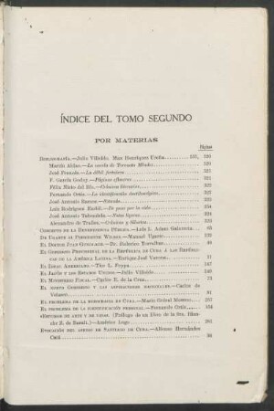 Índice del tomo segundo