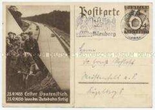 Postkarte zur Fertigstellung des tausendsten Kilometers Autobahn