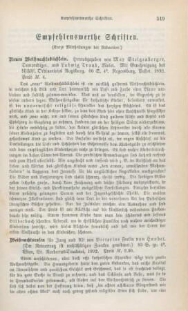 519-530 Empfehlenswerthe Schriften