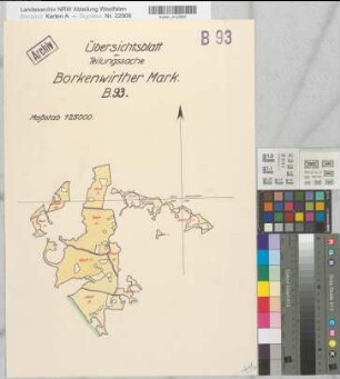 Marbeck (Borken), Gemeinheit Wirthe, Wirther Feld, Lage, Tushaus Heide, Bodarbsche Heide, Teilung der Butenwirther Mark, Übersichtskarte