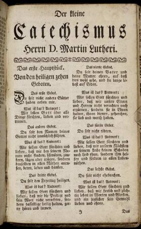 Der kleine Catechismus Herrn D. Martin Lutheri.