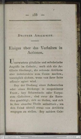 Dritter Abschnitt. Einiges über das Verhalten in Actionen