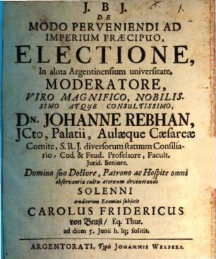 De modo perveniendi ad imperium praecipuo electione