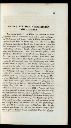 Briefe Aus Dem Vierzehnten Jahrhundert.