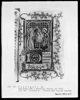 Lateinisches Stundenbuch — Bildseite mit Textanfang, Folio 147recto