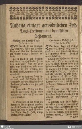 Anhang einiger gewöhnlicher Fest-Tags-Lectionen aus dem Alten Testament