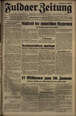 Erste Ausgabe vom Sonntag, den 24. Januar 1937.