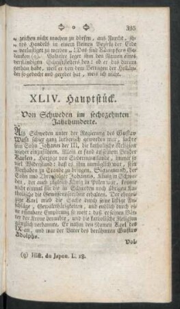 XLIV. Hauptstück. Von Schweden im sechzehnten Jahrhunderte