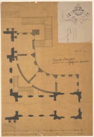 Grundriss des 2. Belvedere auf der Saturnusbastei und kleinerer Grundriss des ersten Belvedere (?)
