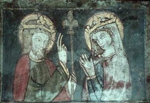 Kana-Nische mit Christus und Maria als Braut und Bräutigam, Heimsuchung und Heiligen zu Seiten des Kruges
