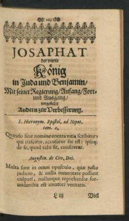 Josaphat der vierte König in Juda und Benjamin ...