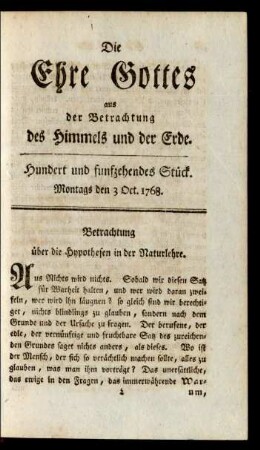 Hundert und funfzehendes Stück. Montags den 3 Oct. 1768