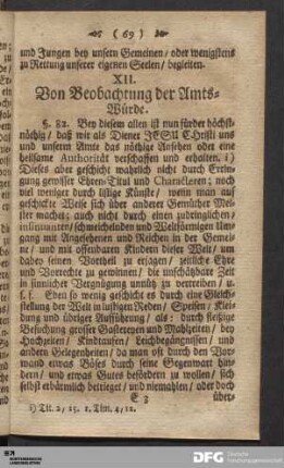 XII. Von Beobachtung der Amts-Würde.