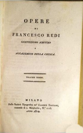 Opere, Vol. 3. Esperienze intorno alla generazione degl'insetti u.a.