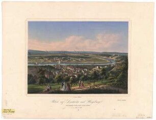 Ansicht von Dresden-Loschwitz, Lithographie, um 1860 : Blick auf Loschwitz und Umgebung / Naturzeichnung v. Gustav Täubert. - Dresden : Täubert , [um 1860]. - 1 Kunstbl. : kolor. Lithogr. ; 39 x 28 cm