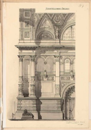 Ausstellungspalast für Berlin Schinkelwettbewerb 1881: Ansicht: Kuppelsaal (Detail)