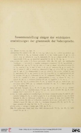 Zusammenstellung einiger der wichtigsten erscheinungen der grammatik der Vedensprache