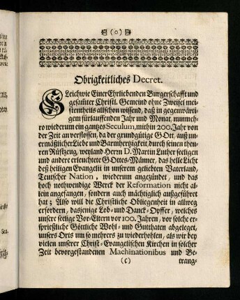 C1r-C3r, Obrigkeitliches Decret