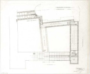 Gsaenger, Gustav; München, Theatinerstr.; Bayerisches Kultusministerium, Erweiterung - Erweiterungsbau, Variante zum Bauentwurf (Grundriss 3. OG)