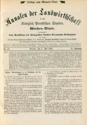 No. 27. Berlin, den 2. Juli 1862. II. Jahrgang.