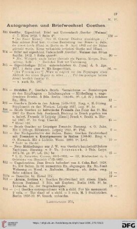 Autographen und Briefwechsel Goethes(Nr.303-337)