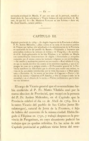 Capítulo III. Capítulo provincial de 1769 ...