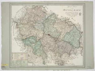 Karte von der Mittelmark (Kerngebiet der ehemaligen Mark Brandenburg), 1:310 000, Kupferstich, 1791