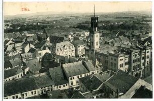 Zittau. Blick über die Stadt zum Rathaus