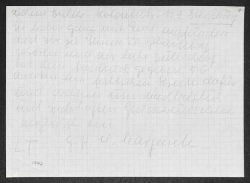 Brief von Gerhart Hauptmann und Margarete Hauptmann an Wilhelm Buller, geschrieben von Annie Pollak