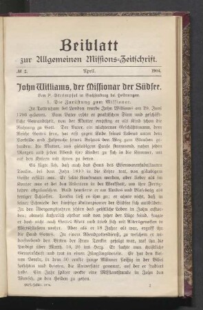 Beiblatt N° 2. April. 1904