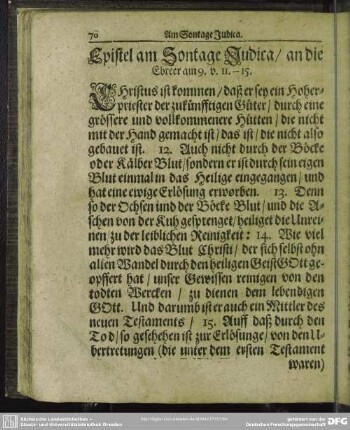 Epistel am Sontage Iudica