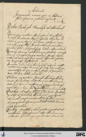 [fol. 3] Articuli iuramenti eorum qui in album studiosorum petunt inscribi