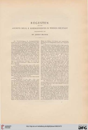 Regesten aus dem Archive des k. k. Kreisgerichtes zu Wiener-Neustadt