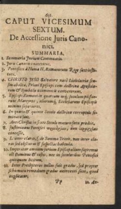 Caput Vicesimum Sextum. De Accessione Iuris Canonici