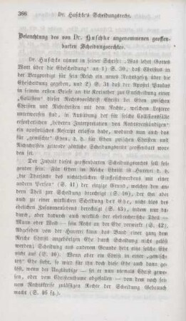 366-378 Beleuchtung des von Dr. Huschke angenommenen geoffenbarten Scheidungsrechtes