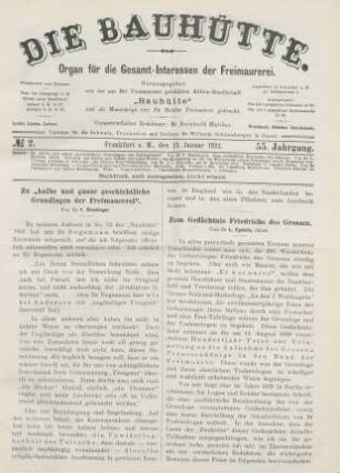 No. 2. Frankfurt a. M., den 13. Januar 1912. 55. Jahrgang.