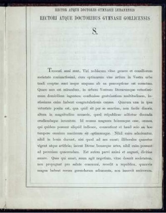Rectori Atque Doctoribus Gymnasii Corlicensis S.