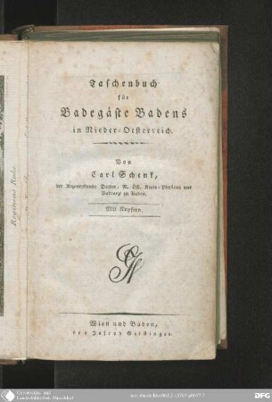 Taschenbuch für Badegäste Badens in Nieder-Oesterreich