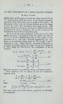 On the distortion of a solid elastic sphere.