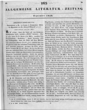 Rüppell, E.: Reise in Abyssinien. Bd. 1. Frankfurt am Main: Schmerber 1838 (Beschluss von Nr. 164)