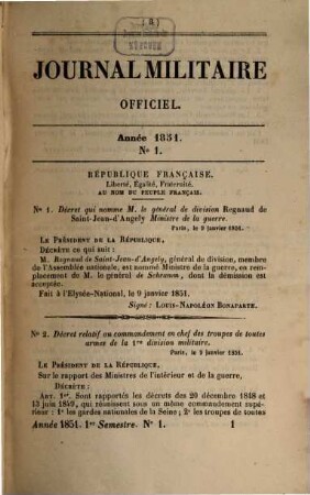 Journal militaire officiel. 1851,1