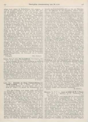 255-256 [Rezension] Lenz, Max, Geschichte der Königlichen Friedrich-Wilhelms-Universität zu Berlin. 2. Bd., 2. Hälfte: Auf dem Wege zur deutschen Einheit. Im neuen Reich