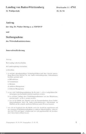 Antrag der FDP: Innovationsförderung