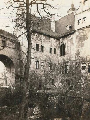 Glauchau, Schloss Hinterglauchau, Südecke der Vorderfront
