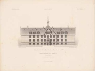 Krankenhaus, Bielefeld: Ansicht von der Gartenseite (aus: Architektonisches Skizzenbuch, H. 127/4, 1874)