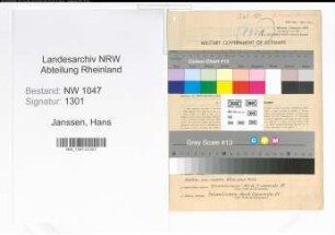 Entnazifizierung Hans Janssen , geb. 18.08.1896 (Bergmann)